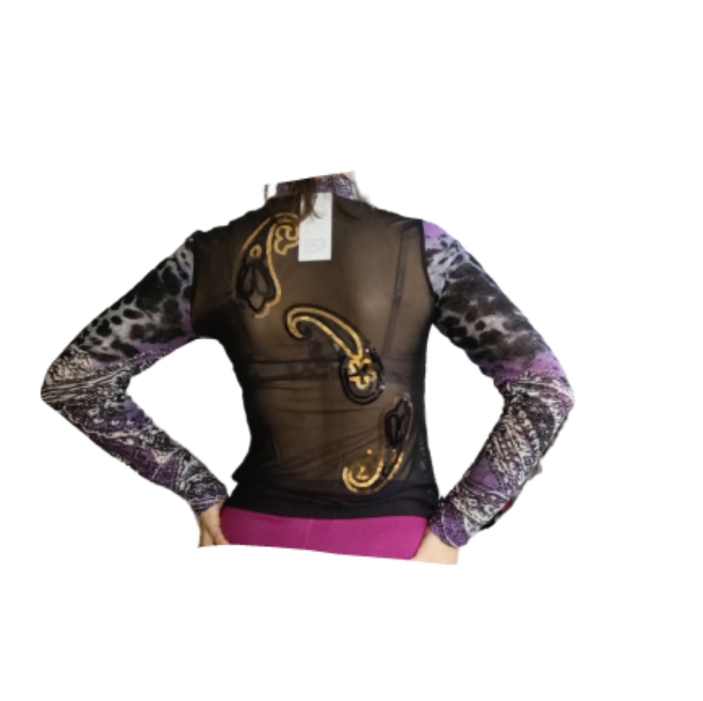 Animal print mesh long sleeve Sheer back mesh long sleeve top sz S
